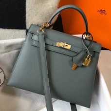 Replica Hermes Kelly Sellier 25 Handmade Bag In Celeste Epsom Calfskin