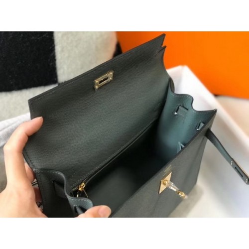 Replica Hermes Kelly Pochette Bag In Vert Amande Epsom Leather