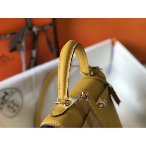 Replica Hermes Kelly 25cm Sellier Bag In Yellow Epsom Leather