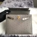 Hermes Kelly 25cm Handmade Bag In Gris Asphalt Ostrich Skin