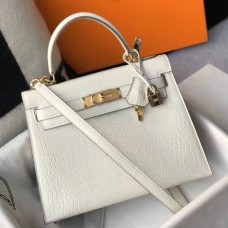 Hermes Kelly 28cm Bag In White Embossed Crocodile GHW Hermes Kelly 28cm Bag In White Embossed Crocodile GHW