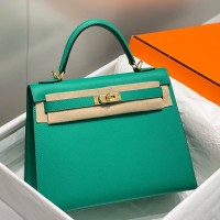 Hermes Kelly 28cm Sellier Bag In Vert Jade Epsom Leather Hermes Kelly 28cm Sellier Bag In Vert Jade Epsom Leather