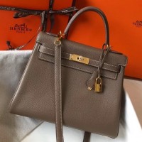 Hermes Taupe Clemence Kelly 28cm Bag Hermes Taupe Clemence Kelly 28cm Bag