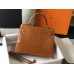 Hermes Kelly 28cm Bag In Brown Embossed Crocodile GHW