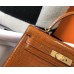 Hermes Kelly 28cm Bag In Brown Embossed Crocodile GHW