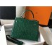 Hermes Kelly 28cm Bag In Green Embossed Crocodile GHW