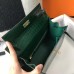 Hermes Kelly 28cm Bag In Green Embossed Crocodile GHW