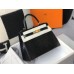 Hermes Kelly 28cm Bag In Black Embossed Crocodile GHW