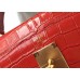Hermes Kelly 28cm Bag In Red Embossed Crocodile GHW