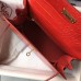 Hermes Kelly 28cm Bag In Red Embossed Crocodile GHW