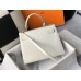 Hermes Kelly 28cm Bag In White Embossed Crocodile GHW