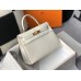 Hermes Kelly 28cm Bag In White Embossed Crocodile GHW