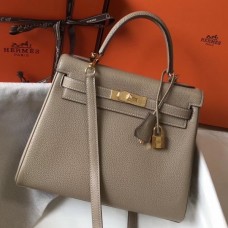 Hermes Tourterelle Clemence Kelly 28cm Handmade Bag