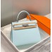 Hermes Kelly 28cm Bag In Blue Brume Epsom Leather PHW