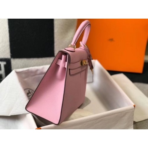 Replica Hermes Kelly Pochette Bag In Mauve Sylvestre Epsom Leather