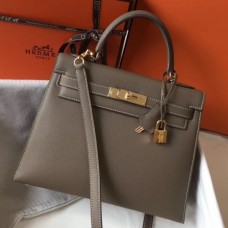 Hermes Kelly 28cm Sellier Bag In Taupe Epsom Leather