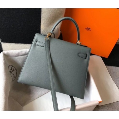 Replica Hermes Kelly Pochette Bag In Vert Amande Epsom Leather