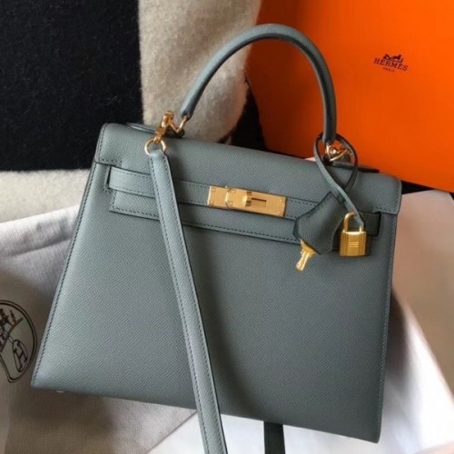 Hermes Kelly 28 Vert Amande Gray Epsom Sellier Bag New Color at 1stDibs