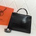 Hermes Kelly 32cm Bag In Black Embossed Crocodile GHW