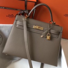 Hermes Kelly 32cm Bag In Tuape Grey Epsom Leather GHW Hermes Kelly 32cm Bag In Tuape Grey Epsom Leather GHW