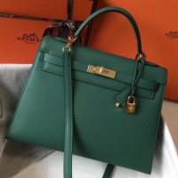 Hermes Kelly 32cm Sellier Bag In Malachite Epsom Leather Hermes Kelly 32cm Sellier Bag In Malachite Epsom Leather