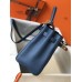 Hermes Kelly 32cm Bag In Blue Agate Clemence Leather GHW