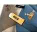 Hermes Kelly 32cm Bag In Blue Agate Clemence Leather GHW