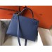 Hermes Kelly 32cm Sellier Bag In Blue Agate Epsom Leather