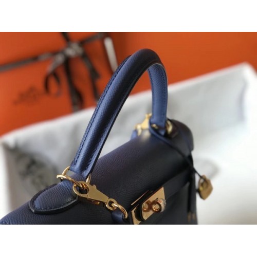 Replica Hermes Kelly 25cm Sellier Bag In Agate Blue Epsom Leather