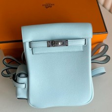 Hermes Kelly Jump Backpack in Blue Brume Swift Calfskin Hermes Kelly Jump Backpack in Blue Brume Swift Calfskin