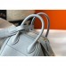Hermes Mini Lindy Bag In Blue Lin Clemence Leather