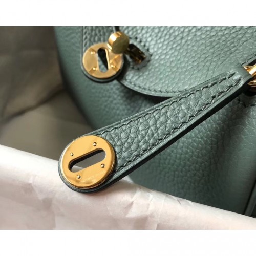 Hermes Mini Lindy Bag In Vert Amande Clemence Leather 