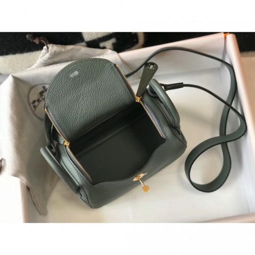 Hermès Lindy Mini Clemece Vert Amande GHW - Kaialux