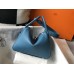 Hermes Lindy 26cm Bag In Blue Jean Clemence With PHW