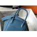 Hermes Lindy 26cm Bag In Blue Jean Clemence With PHW