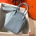 Hermes Lindy 26cm Bag In Blue Lin Clemence With PHW