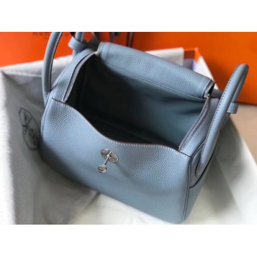 Hermes Lindy 26 Bag J7 Bleu Lin Clemence SHW