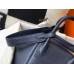 Hermes Lindy 26cm Bag In Navy Blue Clemence With GHW