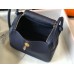 Hermes Lindy 26cm Bag In Navy Blue Clemence With GHW