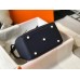 Hermes Lindy 26cm Bag In Navy Blue Clemence With GHW