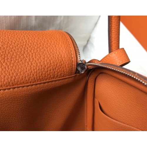 Hermes Lindy 26 Bag K1 Rouge Grenat And 8V Orange Poppy Clemence GHW