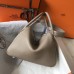 Hermes Lindy 26cm Bag In Gris Tourterelle Clemence With PHW