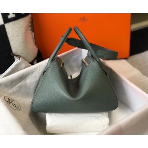 Hermes 35cm Vert Amande Clemence Leather Palladium Plated Bolide Bag -  Yoogi's Closet