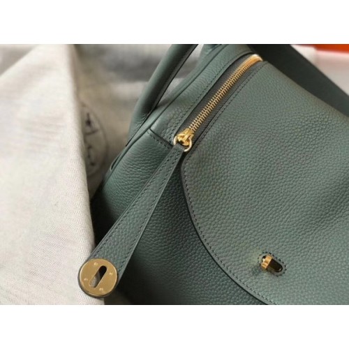 Hermes Vert Amande Clemence Lindy 30cm Bag with GHW 