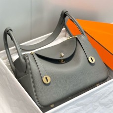 Hermes Lindy 30cm Bag In Gris Meyer Clemence Leather Hermes Lindy 30cm Bag In Gris Meyer Clemence Leather
