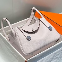 Hermes Lindy 30cm Bag In Mauve Pale Clemence Leather Hermes Lindy 30cm Bag In Mauve Pale Clemence Leather