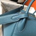 Hermes Blue Agate Clemence Lindy 30cm Bag with GHW