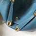Hermes Blue Agate Clemence Lindy 30cm Bag with GHW