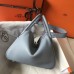 Hermes Blue Lin Clemence Lindy 30cm Bag with PHW