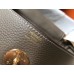 Hermes Taupe Grey Clemence Lindy 30cm Bag with GHW